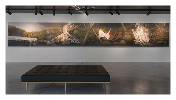 Andrew Browne, A Riverbank (culvert, detritus and apparitions), 2012. Oil on linen, 130 x 900 cm (triptych). Purchased 2017.