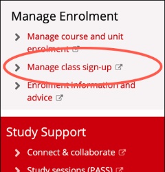 manage class signup link