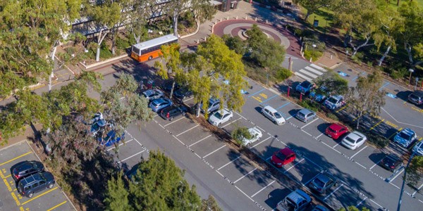 An aerial view of carpark 3 at Murdoch's Perth campus.