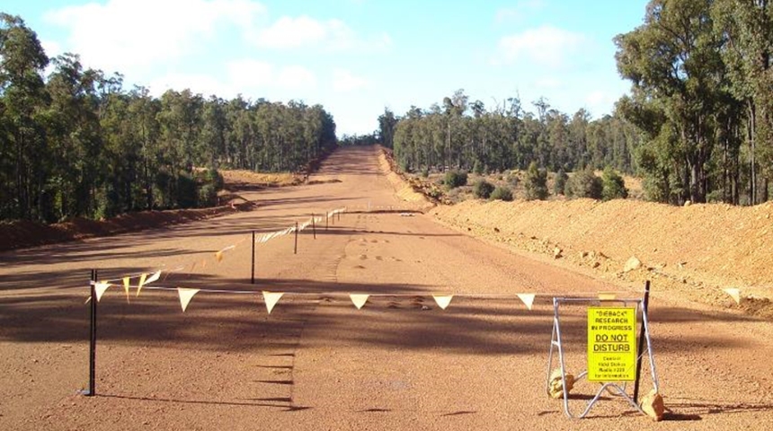 Bauxite haul road to an Alcoa mine site