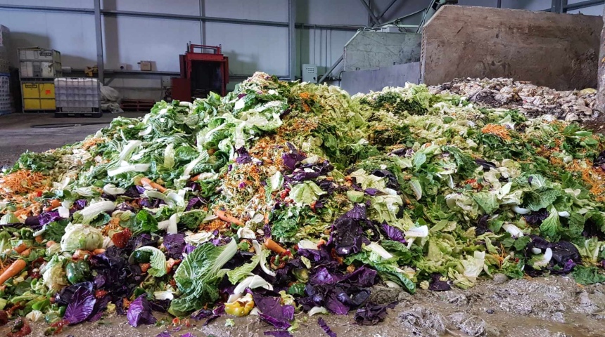 Pile of food waste at Richgro facility