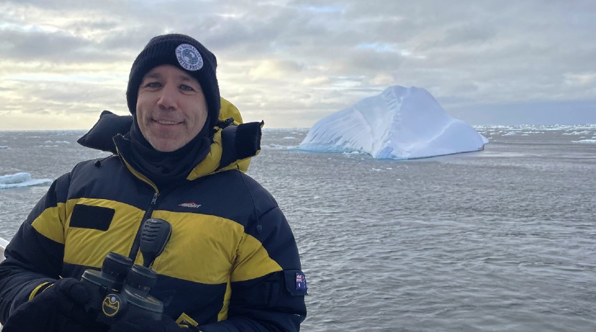dr joshua smith aboard the RV Investigator in Antarctica