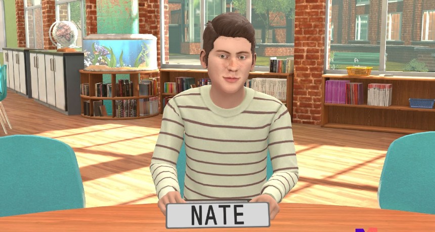 SimLab avatar called Nate, who is an Autistic student, which helps to provide Murdoch University students with practical opportunities to develop their teaching strategies