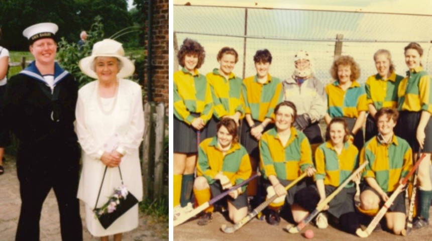 Romy with her mum and Romy with her hockey team
