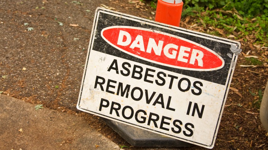 Asbestos removal danger signage