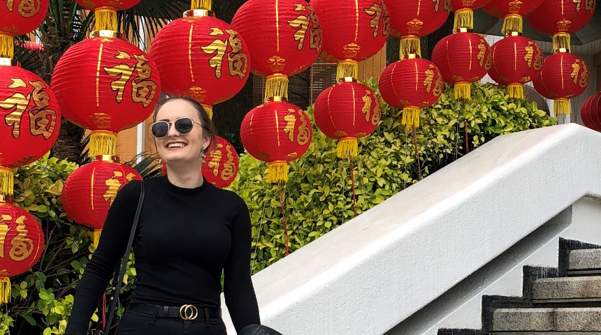 Murdoch University student Chelsea Lee Lee who went on exchange to the City University of Hong Kong  as part of the Columbo Plan