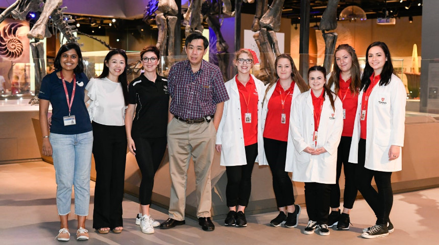 Murdoch students and staff with representatives of the Lee Kong Chian Natural History Museum in Singapore