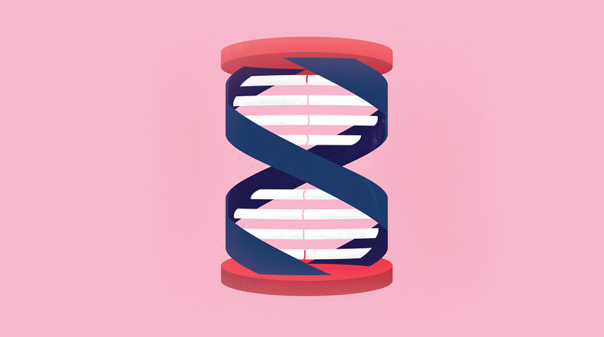 Illustration of a dna strand into a timer