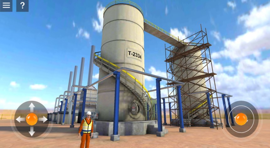 Virtual reality view of a construction plant