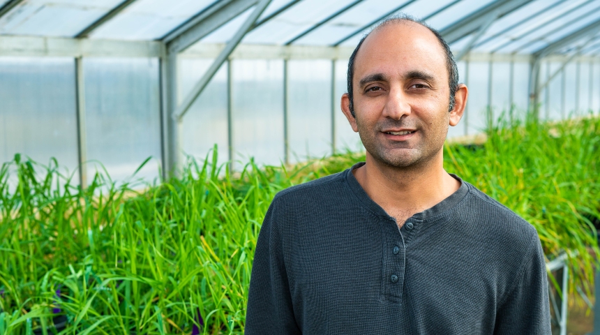 Jatin Kala in greenhouse