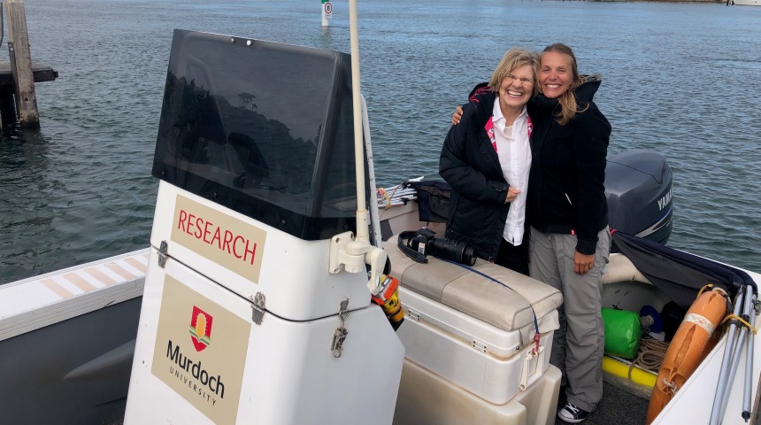 Lyn Beazley and Delphine Chabanne in the Murdoch research vessel
