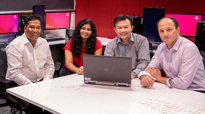 Researchers, from left, Ferdous Sohel, Upeka Somaratne, Kevin Wong and Hamid Laga