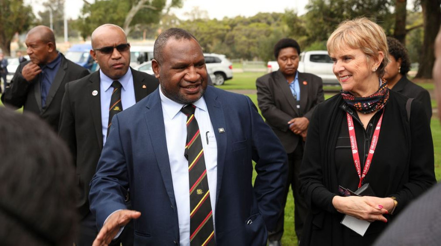 Prime Minister of Papua New Guinea James Marape with Professor Lyn Karstadt