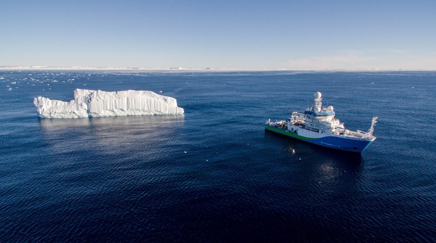 large ship in antarctic region