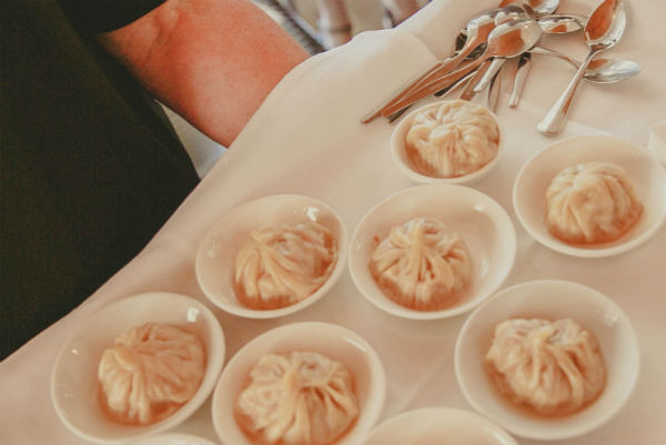 dumplings on tray