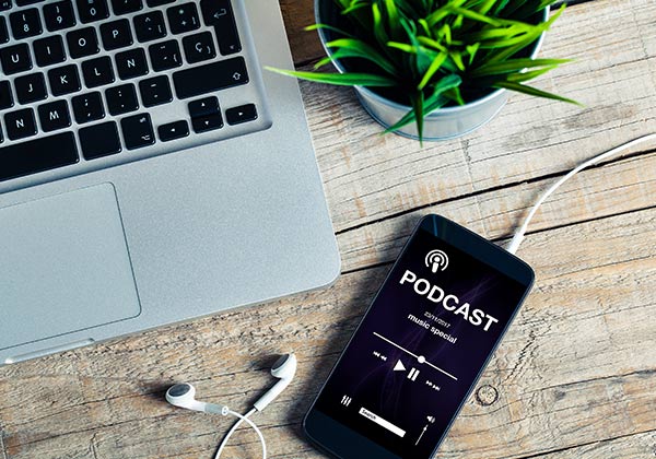 Podcast on a smartphone